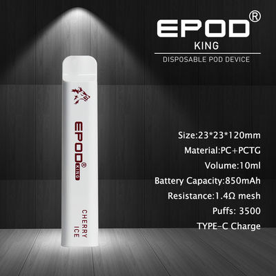 Líquido do rei 10ml de EPOD dentro do cigarro descartável 850mAh da nicotina recarregável