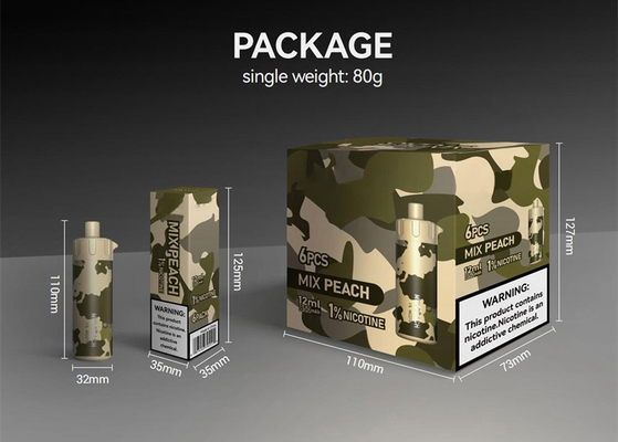 Cigarro eletrônico descartável 6000Puffs da nicotina recarregável grande do fumo 1%