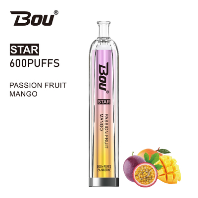 600 bateria de Vape BOU Star With 500mah da nicotina dos sopros 2ml 2%