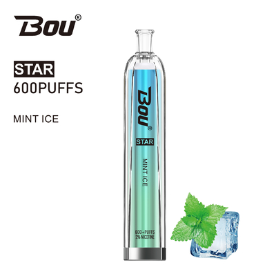 A estrela 600 de Mini Portable Disposable Vape Bou sopra nicotina de 2% 20 sabores 500 Mah Battery