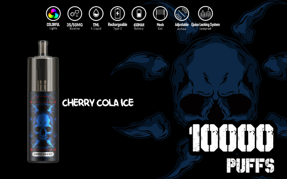 A janela visível RGB de Ypod/KK ilumina 10000 sopros 5% 50mg Nic Salt 17ml Vape descartável