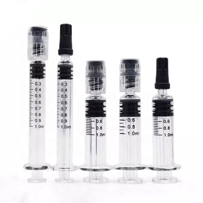 Capacidade material de vidro das seringas 0.5ml 1ml 2.25ml do fechamento de Luer dos Pyrex