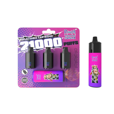RandM original Sunax 21000 sopros Vape preencheu as vagens 14mlx3 com Mesh Coil