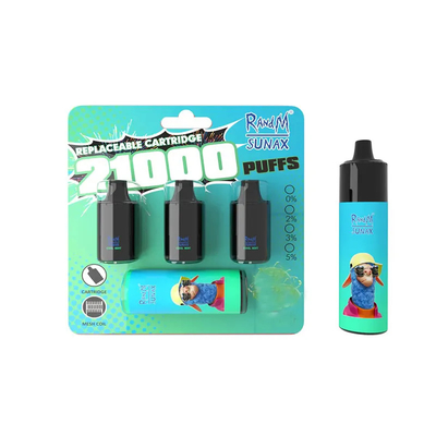 RandM original Sunax 21000 sopros Vape preencheu as vagens 14mlx3 com Mesh Coil