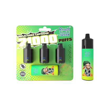 RandM original Sunax 21000 sopros Vape preencheu as vagens 14mlx3 com Mesh Coil