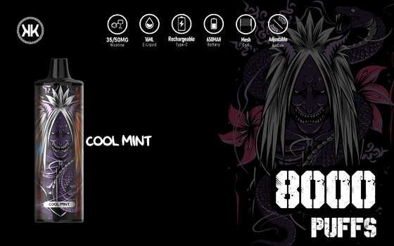 Bateria recarregável descartável de Vape 650mah do Cig 8000 dos sopros máximos EPOD E da energia de KK