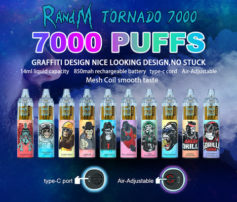 45 nicotina portátil superior descartável do atomizador 0/2/3/5% do furacão 14ML de RandM da pena de Vape dos sabores