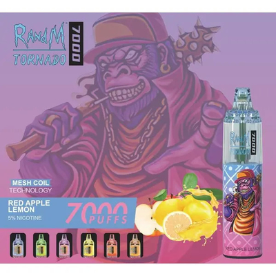 Fumot RandM Tornado 7000 Puffs Juice Ice Fruta Aromas Disponíveis Rede bobina 5% Capacidade de nicotina Vapor descartável