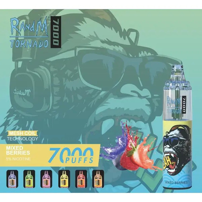 Sabor suave Fumot RandM Mesh Coil Tornado Vape 7000 Puffs Ajuste de ar