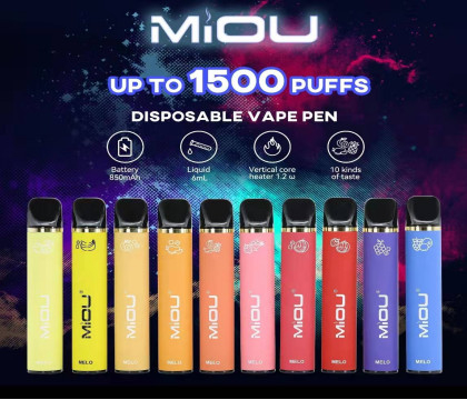 O cigarro descartável 1500 de Miou 1500 E sopra 650 Mah Electric Smoke Pen