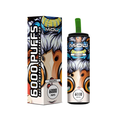 nicotina descartável recarregável do sopro 5% de 650mAh Vape Miou 6000