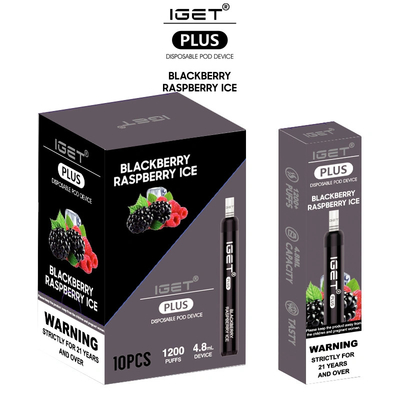 Iget mais o cigarro eletrônico dos sopros múltiplos dos sabores 1200 vaporiza 4.8ml Vape Pen Disposable