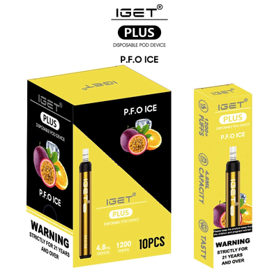 Iget mais o cigarro eletrônico dos sopros múltiplos dos sabores 1200 vaporiza 4.8ml Vape Pen Disposable