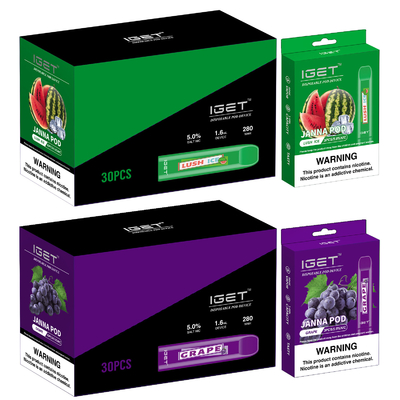 280mah Watermelom IGET Vape JANNA Vape Pen descartável 450 sopros