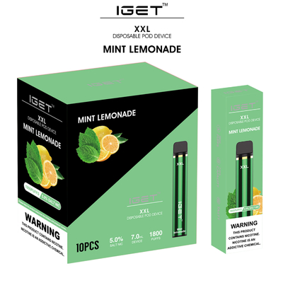 1800 cigarro descartável da vagem E do atomizador dos sopros 7ml XXL IGET Vape