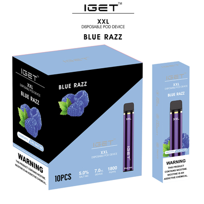 1800 cigarro descartável da vagem E do atomizador dos sopros 7ml XXL IGET Vape