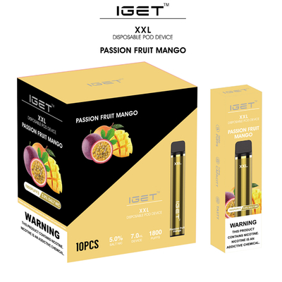 1800 cigarro descartável da vagem E do atomizador dos sopros 7ml XXL IGET Vape