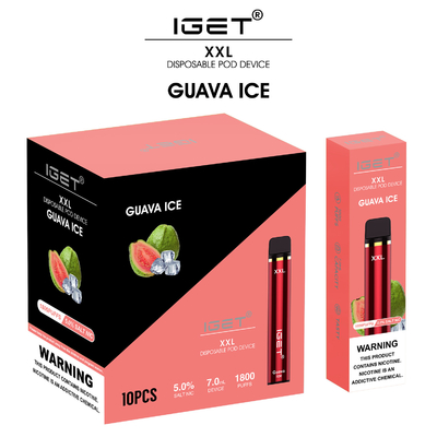 Vagem portátil Vape do sopro autêntico de Iget 1800, pena de fumo do atomizador de 7ml XXL