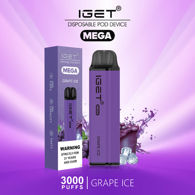 8 cores refrigeram sopros MEGA de Nic Salt Disposable Vape IGET da hortelã 3000