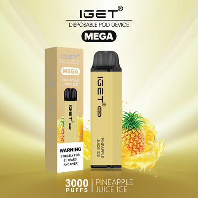 8 cores refrigeram sopros MEGA de Nic Salt Disposable Vape IGET da hortelã 3000