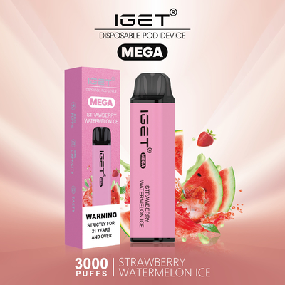 8 cores refrigeram sopros MEGA de Nic Salt Disposable Vape IGET da hortelã 3000