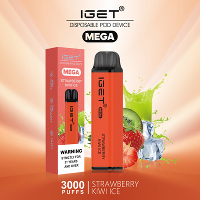 8 cores refrigeram sopros MEGA de Nic Salt Disposable Vape IGET da hortelã 3000