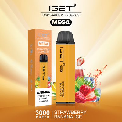 8 cores refrigeram sopros MEGA de Nic Salt Disposable Vape IGET da hortelã 3000