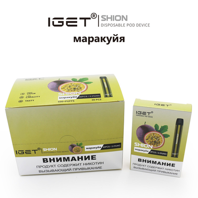 Em IGET descartável conservado em estoque Vape IGET SHION 600 sopra cigarro da bateria de 400 mah