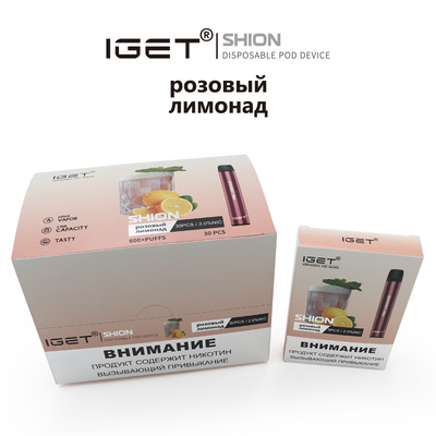 Em IGET descartável conservado em estoque Vape IGET SHION 600 sopra cigarro da bateria de 400 mah