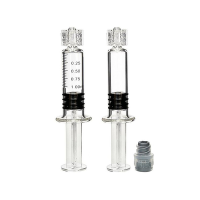 do fechamento descartável de vidro claro vazio de Luer da seringa do óleo de 0.5ml 1ml injeção supérflua Thc