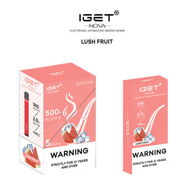 Nicotina original Vape de 100% IGET Nova Replaceable Pod Recharged Battery 500Puffs 6%