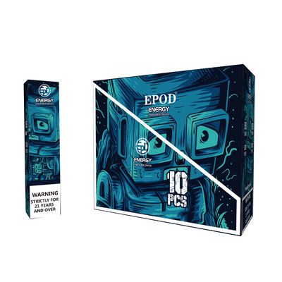 A energia colorida Vape descartável de Epod do projeto encerra 12 sopros do sabor 5000 dos tipos