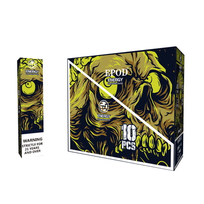 A energia colorida Vape descartável de Epod do projeto encerra 12 sopros do sabor 5000 dos tipos