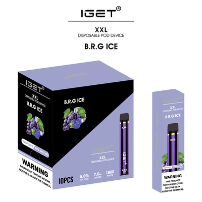 IGET XXL 1800 SOPRA nicotina descartável da pena 7ml 5% do vape da fábrica original do iget