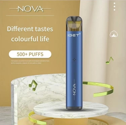 Nicotina original Vape de 100% IGET Nova Replaceable Pod Recharged Battery 500Puffs 6%