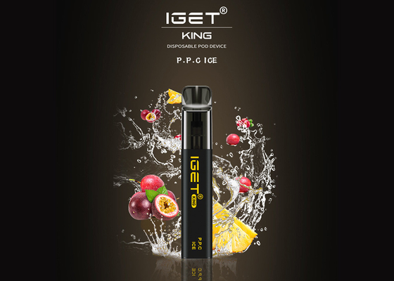 O rei 2600 sopros de Iget que incluem a nicotina Vape descartável de 5% encerra 9 sabores