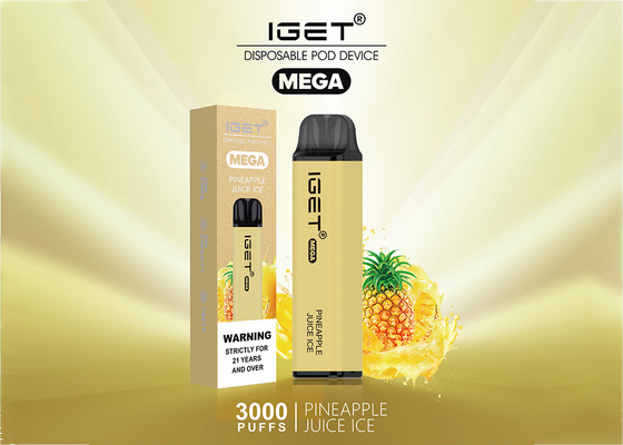 Os vapes MEGA descartáveis de IGET 3000 sopros frutificam e-cigarro dos sabores atomizador de 10 ml