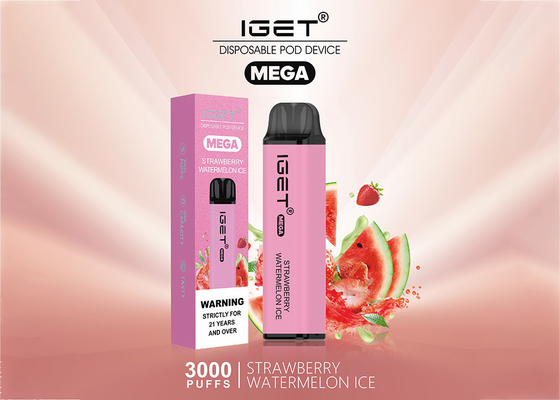 Os vapes MEGA descartáveis de IGET 3000 sopros frutificam e-cigarro dos sabores atomizador de 10 ml