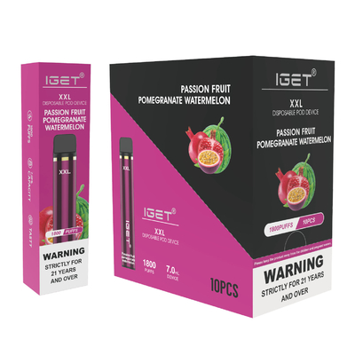 IGET original XXL 1800 sopra a nicotina descartável 950mah da pena 7ml 5% do vape
