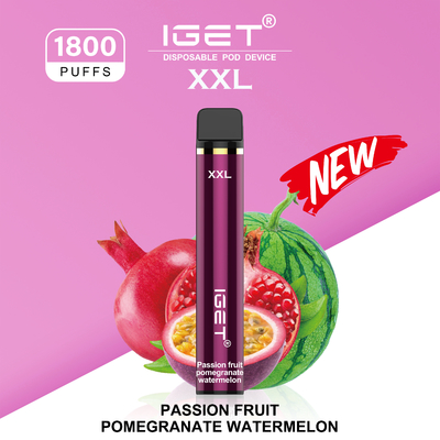 SOPROS DESCARTÁVEIS do DISPOSITIVO 1800 de IGET XXL - melancia da romã do fruto de paixão