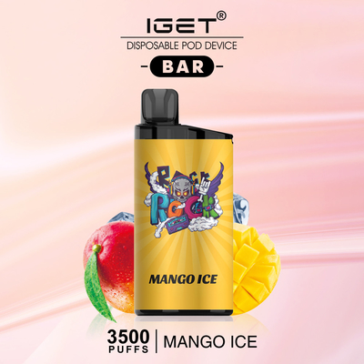 1500mAh a bateria Vape descartável IGET BARRA 3500 sopros 25 sabores disponíveis