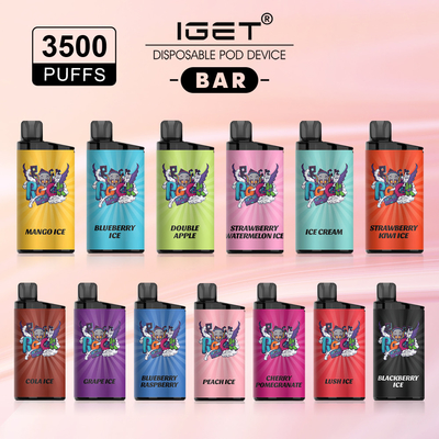 1500mAh a bateria Vape descartável IGET BARRA 3500 sopros 25 sabores disponíveis