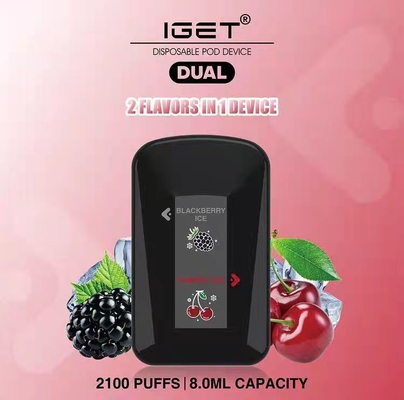 Sabores dobro duplos dos sopros de IGET os 2100 ENCAIXOTAM a pena descartável do vape do shpe