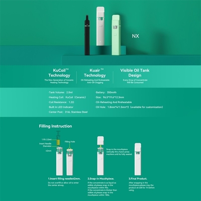 Da capacidade 2ml visível descartável direta feita sob encomenda da pena do vape da vagem da venda CBD da parte alta bobina cerâmica