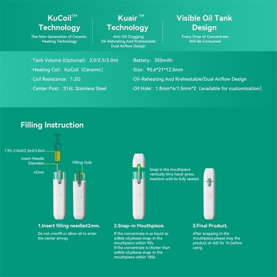 Bobina visível da capacidade 2/2.5/3ml da pena descartável feita sob encomenda de alta qualidade do vape da vagem de CBD