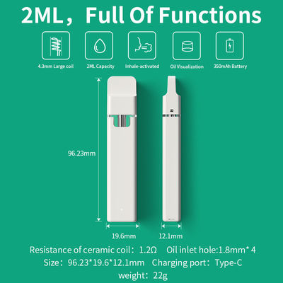 Capacidade grande 2ml Vape descartável grosso Pen Thc Delta 8/9 de óleo disponível