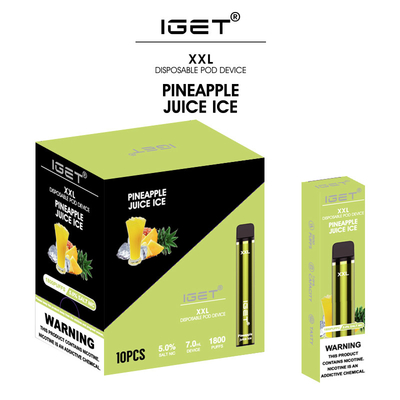 Os sabores populares 7ml Iget descartável Vape 1800 do fruto sopram pena do cigarro de Iget Xxl E